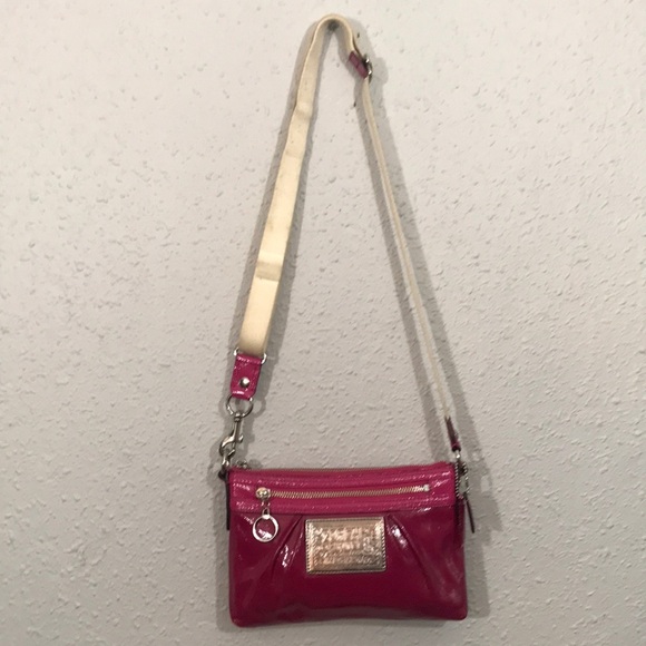 Coach “Poppy” Pink Patten Leather Crossbody Handbag - Picture 1 of 12